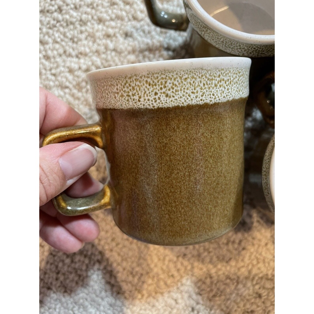 70s vintage Rhythm stoneware set of 6 coffee mugs made in Japan midcentury retro